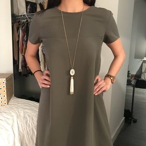 Olive green shift dress